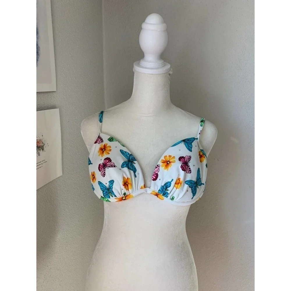 Gossip Multi-Colored Butterly Rhinestone Bikini Top
